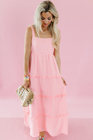 Arabella Plaid Tiered Maxi Dress