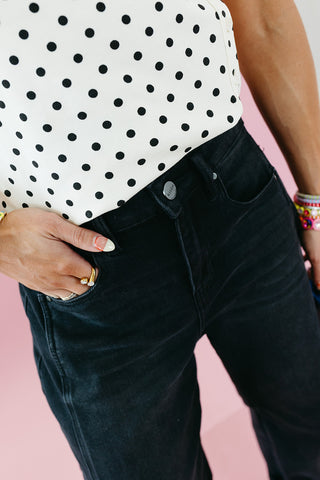 Benny Barrel Cuffed Jeans in Black - RESTOCK