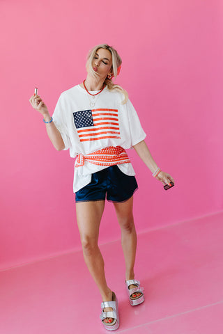 USA Flag Oversized Boyfriend Tee
