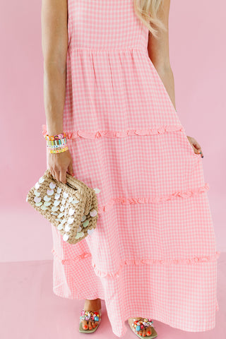 Arabella Plaid Tiered Midi Dress