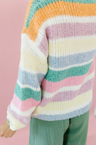 Holly Stripe Sweater in Green/Sunkist