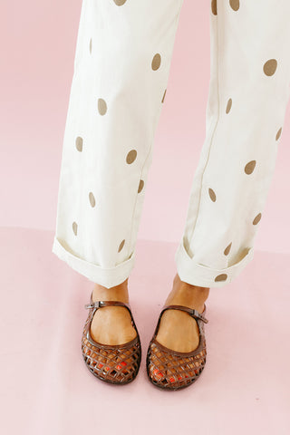 Calla Polka Dot Pants in Natural/Brown