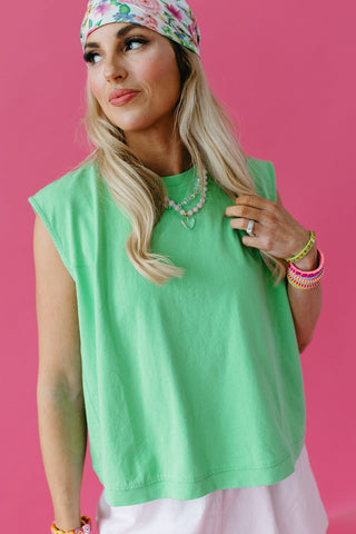 Evangeline Knit Tank Top in Lime