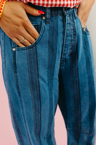 Lane Multi Colored Stripe Denim Pants