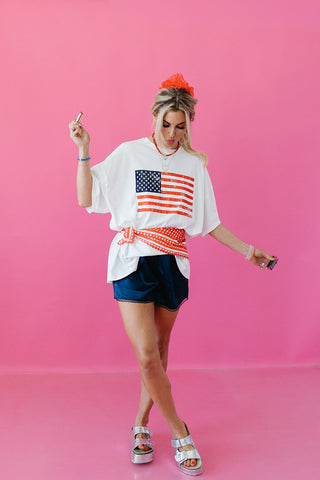USA Flag Oversized Boyfriend Tee