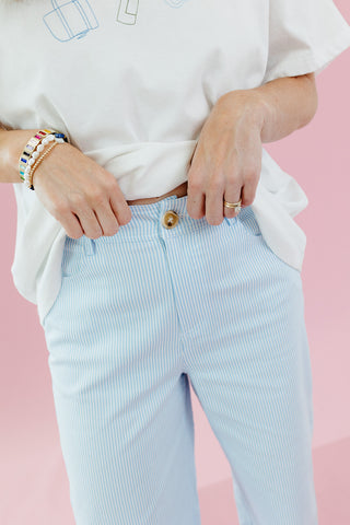 Manon Stripe Pants in Sky/White