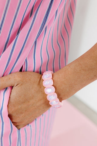 Candy Gem Oval Bracelet in Light Pink