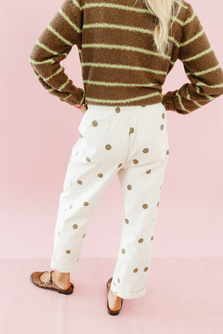 Calla Polka Dot Pants in Natural/Brown