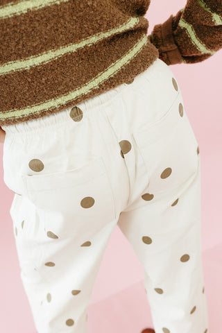 Calla Polka Dot Pants in Natural/Brown