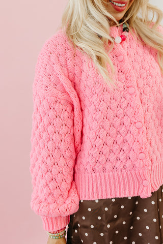 Bixby Button Up Cardigan in Punch