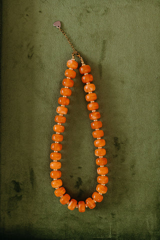 Chunky Beaded Necklace in Orange