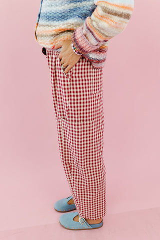 Carson Plaid Pants in Cherry/Cream