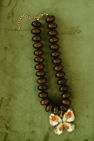 Demi Fall butterfly Necklace in Brown
