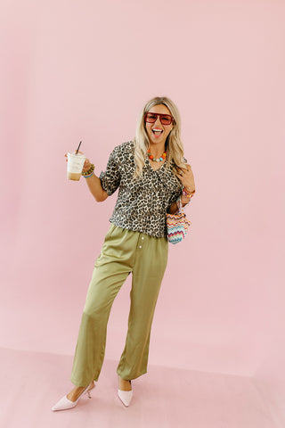 Fallon Leopard Peter Pan Collar Blouse