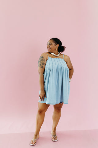 Rumi Pleated Denim Mini Dress