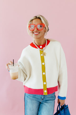 Cam Button Up Cardigan in Cream