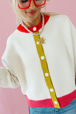 Cam Button Up Cardigan in Cream