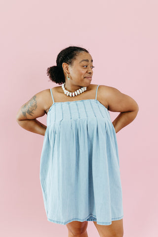 Rumi Pleated Denim Mini Dress