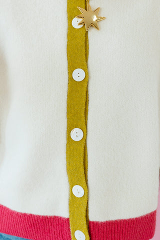Cam Button Up Cardigan in Cream