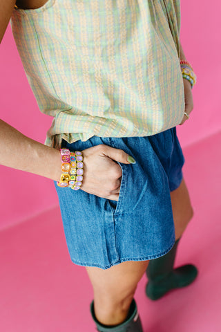 Marlowe Smocked Denim Shorts