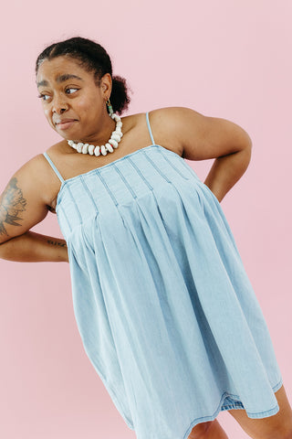 Rumi Pleated Denim Mini Dress