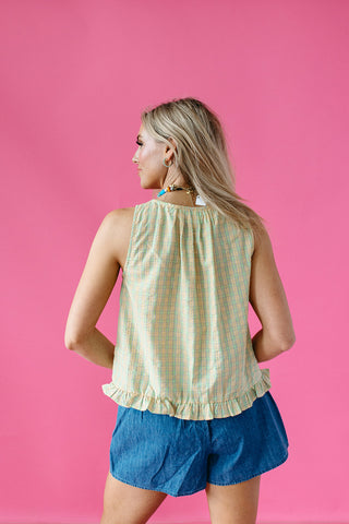 Wilma Checkered Tank Top in Butter
