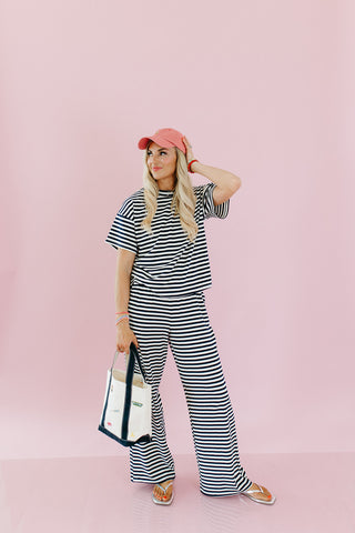 Marco Stripe Lounge Pants in Navy