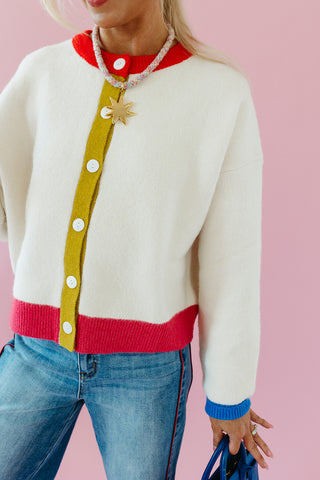 Cam Button Up Cardigan in Cream