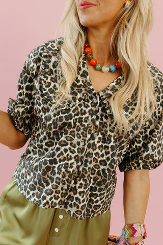 Fallon Leopard Peter Pan Collar Blouse