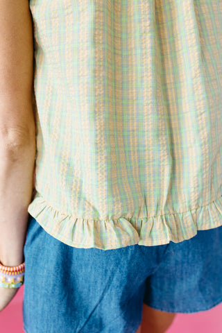 Wilma Checkered Tank Top in Butter