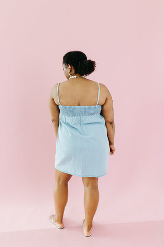 Rumi Pleated Denim Mini Dress