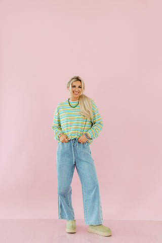 Mikayla Side Stripe Wide Leg Denim
