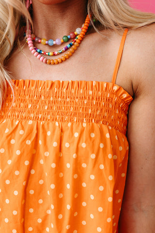 Reese Polka Dot Mini Dress in Orange
