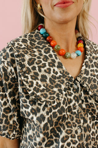 Fallon Leopard Peter Pan Collar Blouse