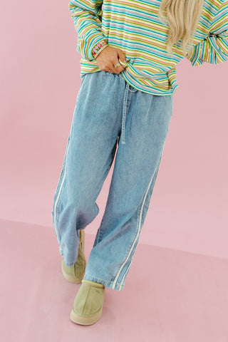 Mikayla Side Stripe Wide Leg Denim