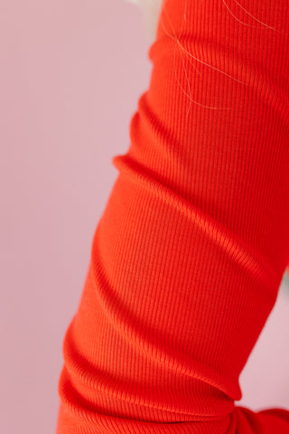 Shawn Long Sleeve Ribbed Tee in Cherry
