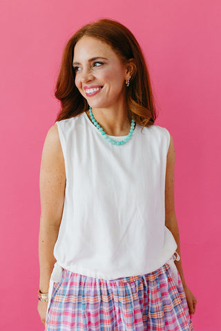 Salem Linen Side Tie Tank in Off White