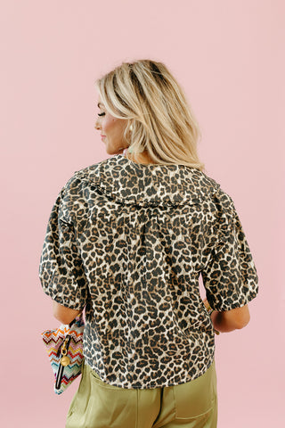Fallon Leopard Peter Pan Collar Blouse