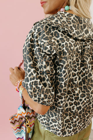 Fallon Leopard Peter Pan Collar Blouse