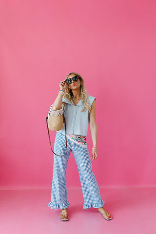 Lily Checkered Ruffle Hem Pants