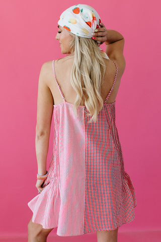 Maura Gingham Mini Dress in Red