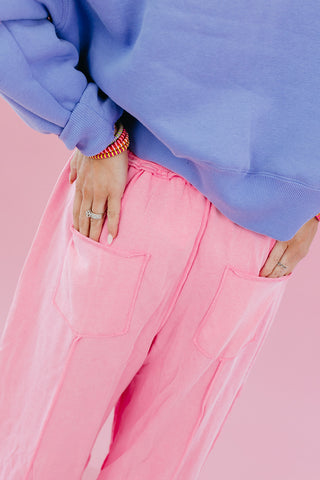 Lou Mineral Wash Barrel Pants in Candy Pink