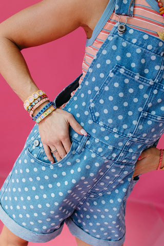 Everlynn Polka Dot Denim Shortalls