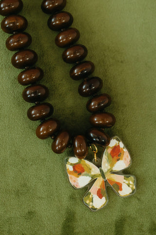 Demi Fall butterfly Necklace in Brown