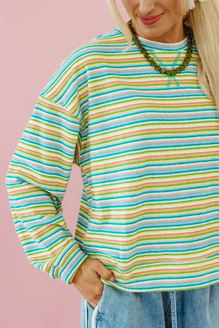 Sammie Multi Colored Pullover in Teal/Lime