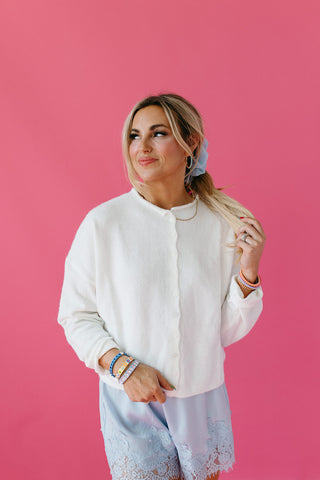 Piper Cardigan in Snow - RESTOCK