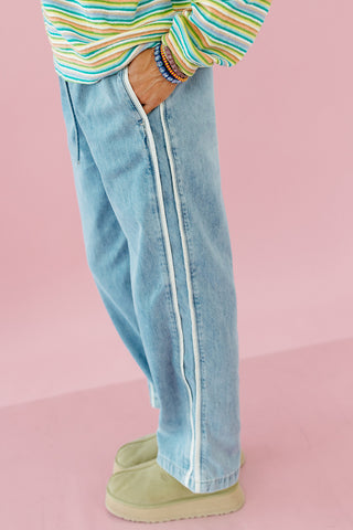 Mikayla Side Stripe Wide Leg Denim