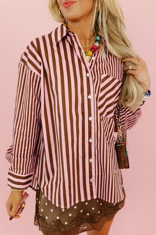 Anna Lee Stripe Button Down Top
