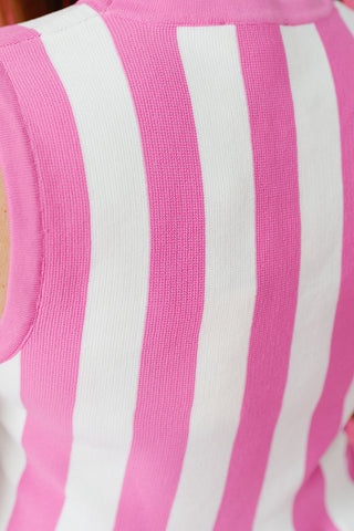 Rachael Stripe Peplum Top in Hot Pink