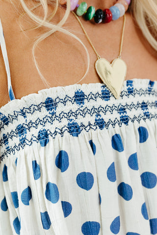 Cammie Polka Dot Smocked Top